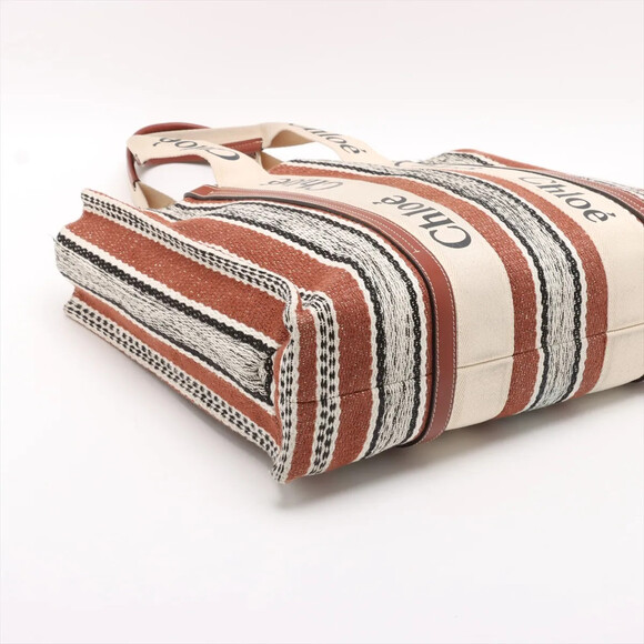 Chloe Woody Large Canvas X Leather Tote #238575C47B - Picture 4 of 12